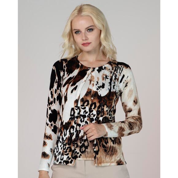 Women Cheetah Print Sweater Set Sz. Med NWOT Passioni Brand 2 in one Sweater Set - Picture 1 of 15